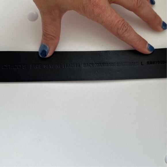 Chico's Womens Black Leather and Silver Belt, Size L - Picture 4 of 7